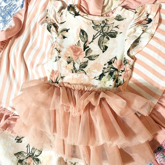 Posh Peanut Vintage Pink SET LuxeCrib Sheet and Tulle Bodysuit!